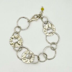 Silpada Retired B1217 Sterling Silver Hammered Circle “ Paper  Chain” Bracelet